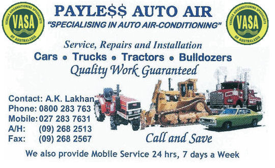 We specialize in MOBILE AUTOMOTIVE AIR CONDITIONING recharging and repair in New Zealand. Call Payless Auto for 24 7 mobile onsite a/c services. VASA Cert.